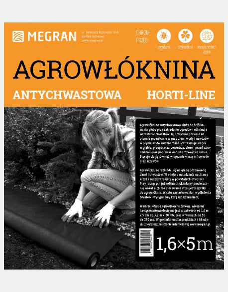 Agrowłóknina czarna 1,6 x 5m